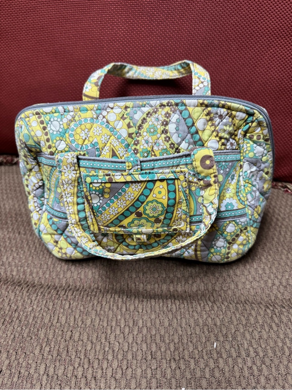 Vintage & retired Vera Bradley Lemon Parfait cosmetic bag.